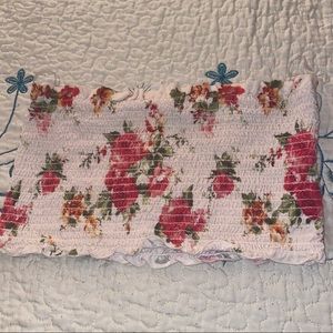 white flowery crop top